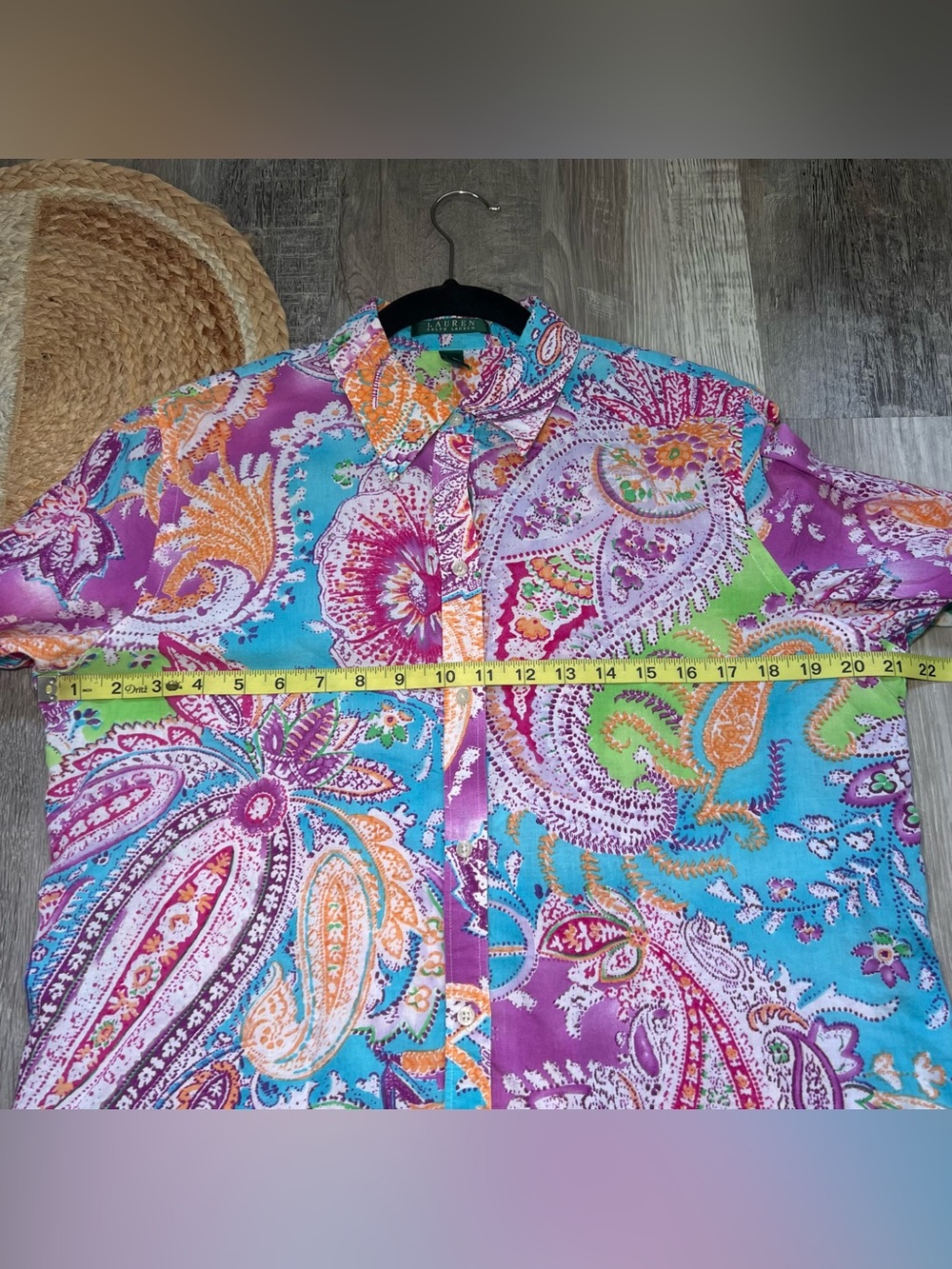 LAUREN RALPH LAUREN Multi-colored Paisley Print Womens 3/4 Sleeve Button Down - Picture 3 of 7